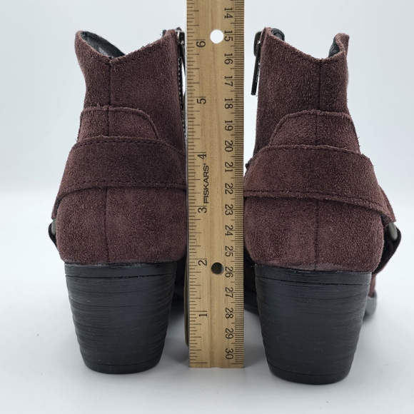 NWT Born Carmel Harness Suede Ankle Booties, Burgundy/Wine, Women's Size 6 - Picture 9 of 16
